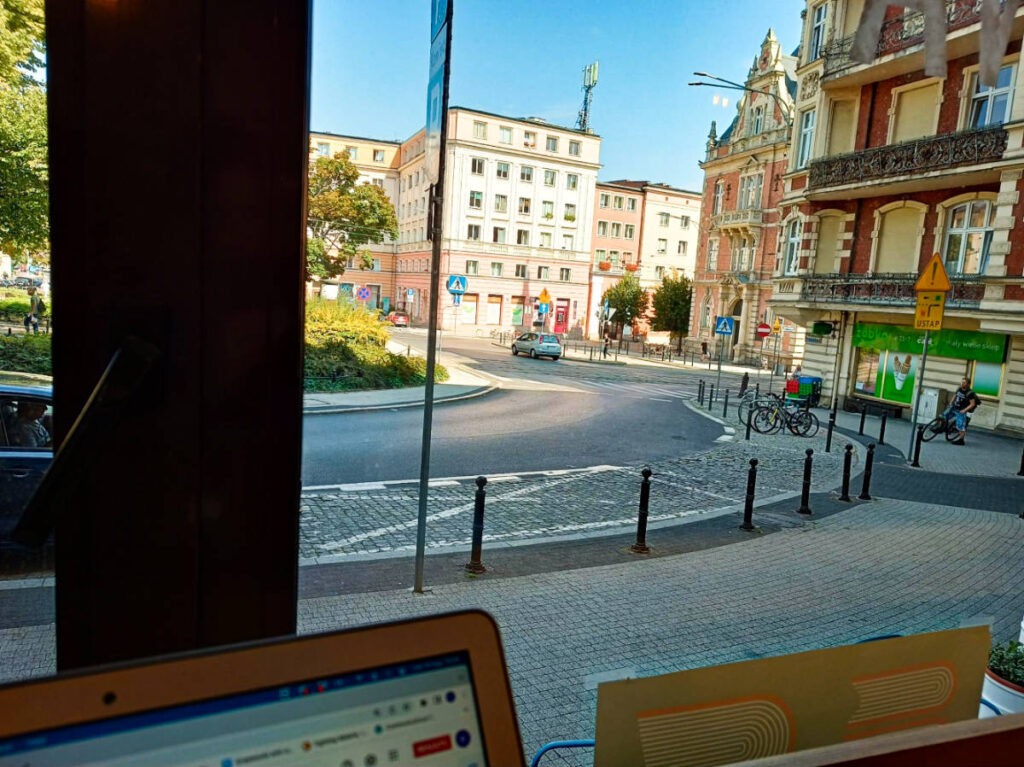 View of the street from the cafe