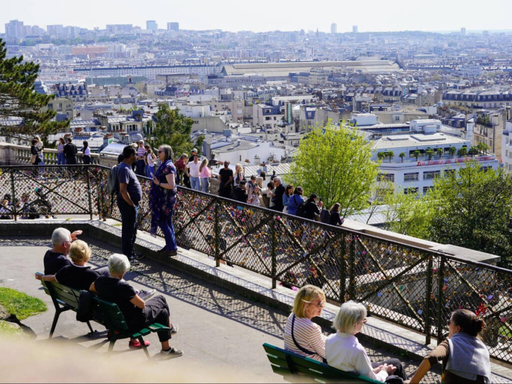 View of people at the Sacré Coeur Basilica