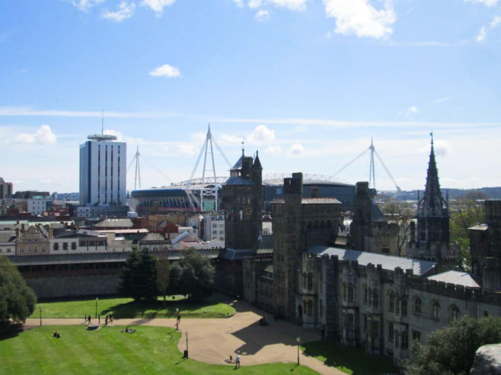 Overlooking view of the grounds from Cardiff Castle