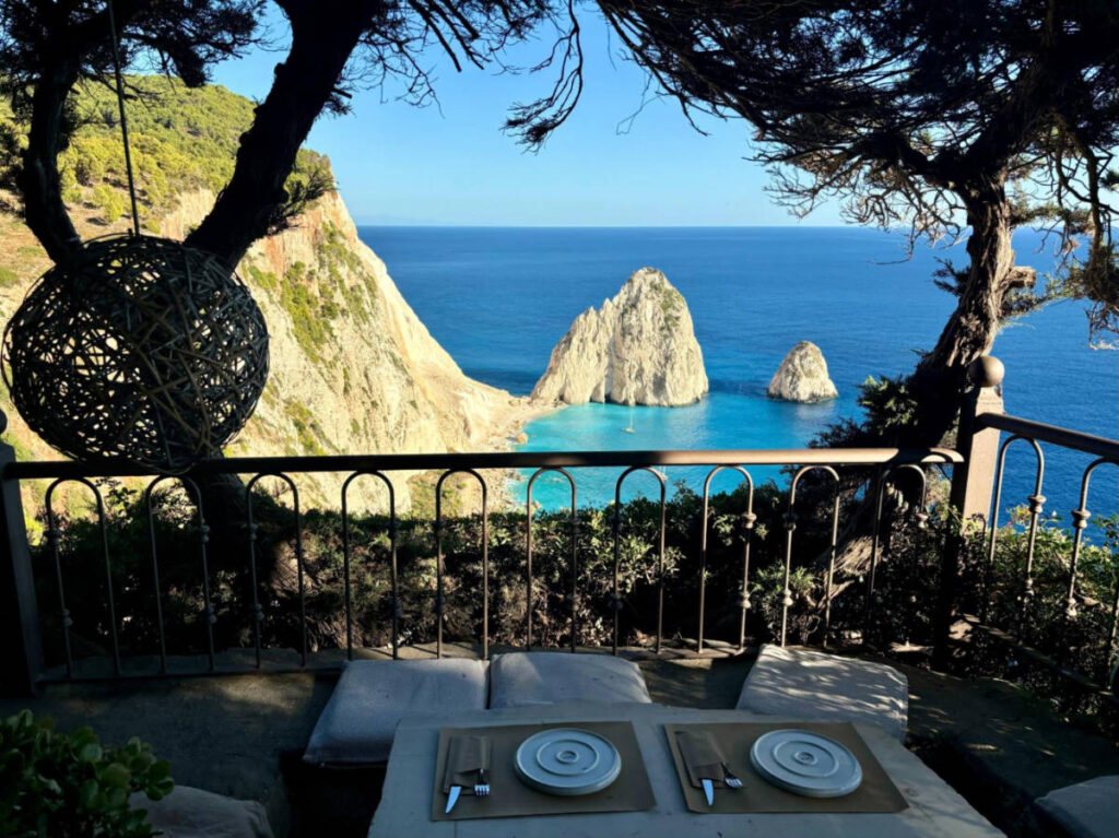 Overlooking scenic view from Keri Lighthouse Restaurant