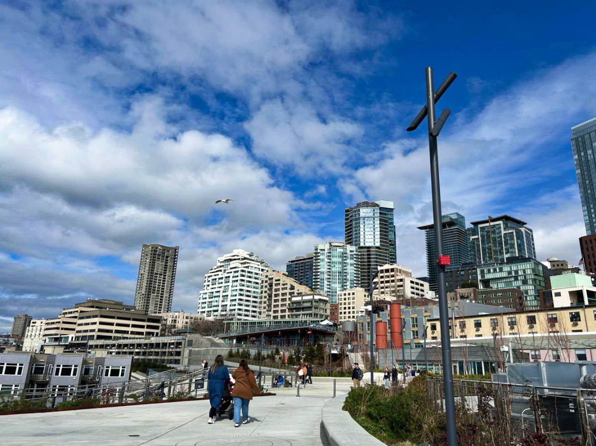 View of the downtown buildings from the Pike Place Market Overlook Walk