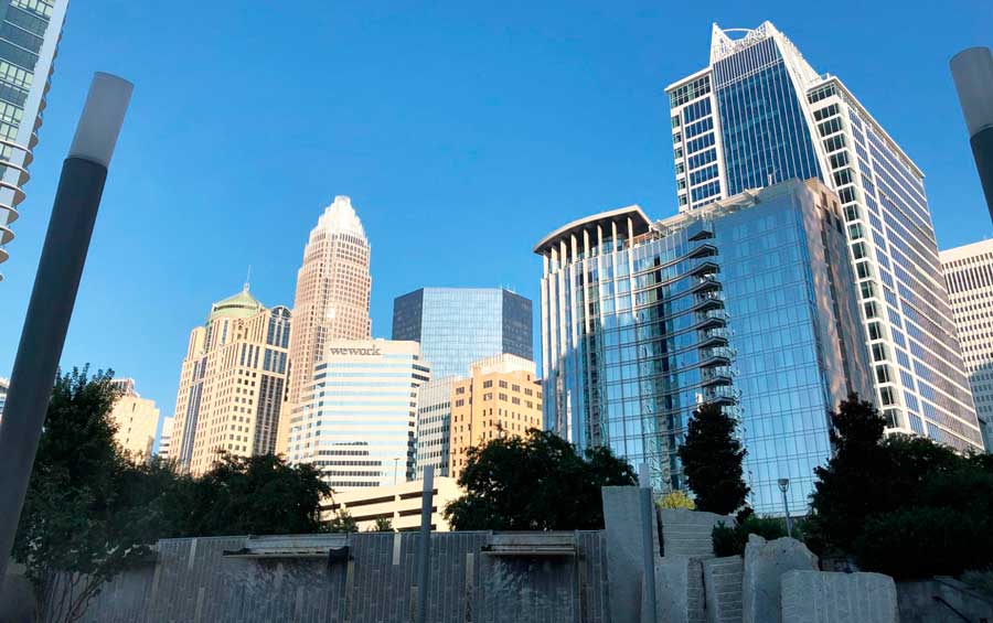 Buildings in Charlotte seen from Romare Bearden Park
