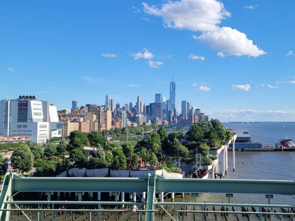 The view of Little Island from Hudson River Park