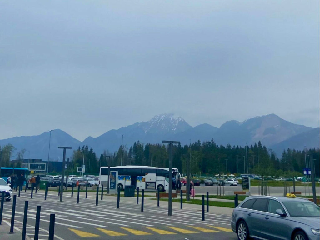 View of the mountains from the airport parking lot