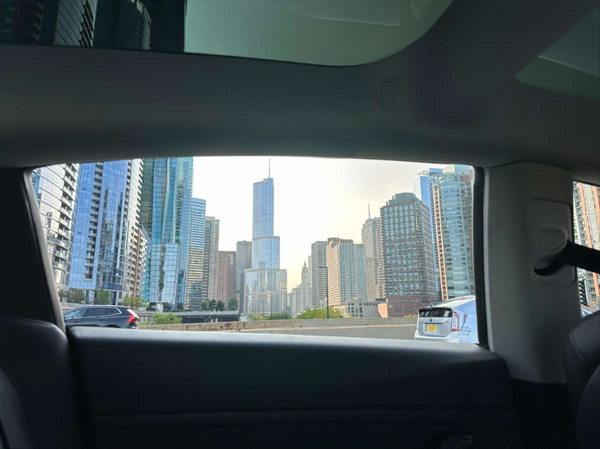 View of the author while riding an Uber