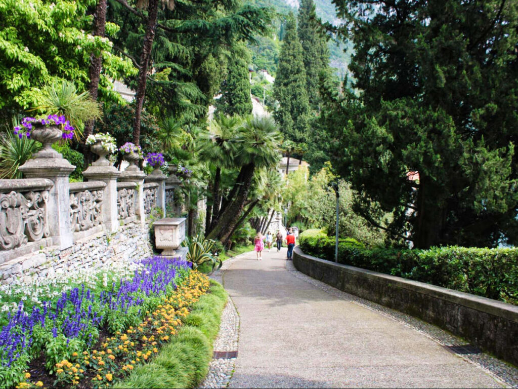View of the people wandering around the street in Villa Monastero