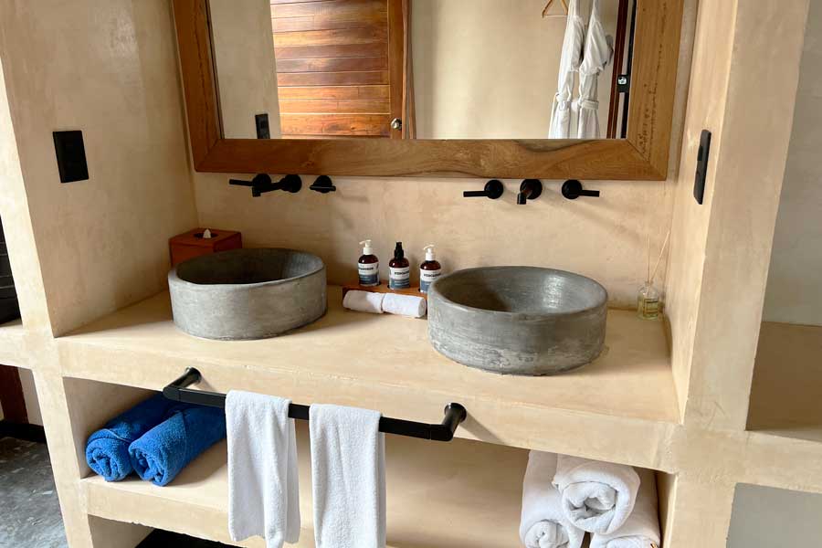 View from the inside of a bathroom in Villa Pescadores
