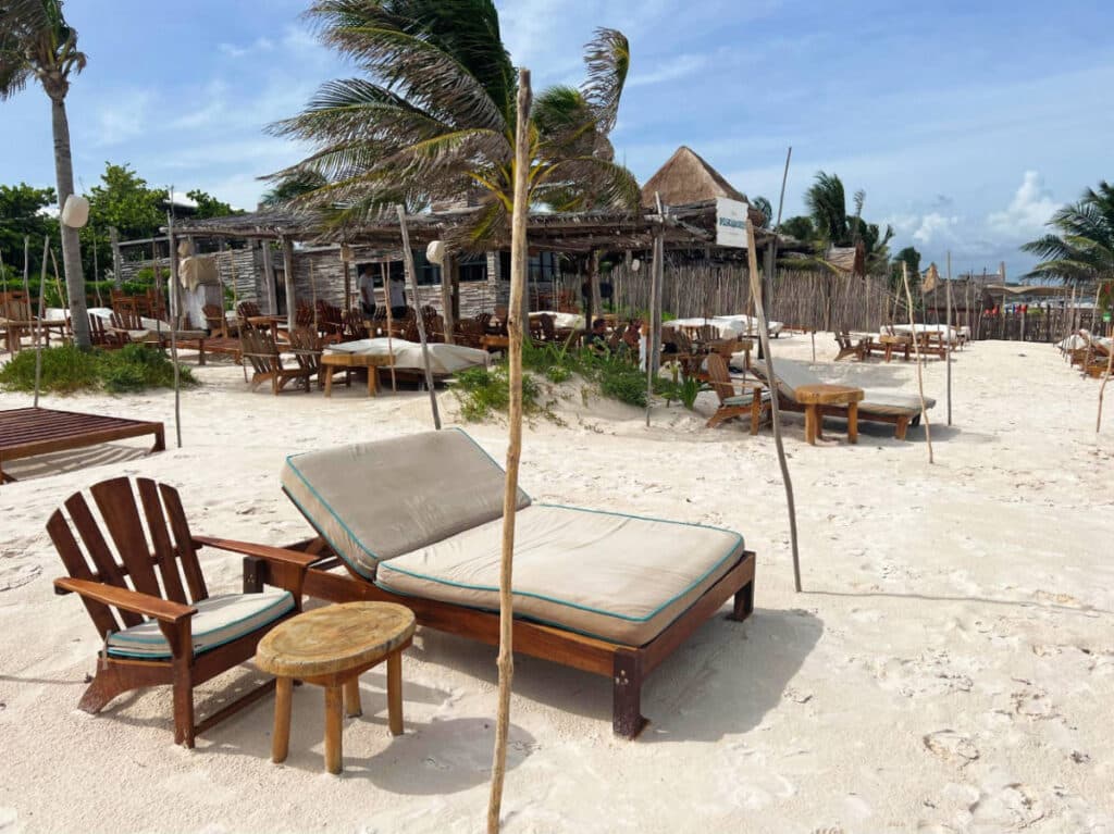 View of beach chairs for guests in Villa Pescadores
