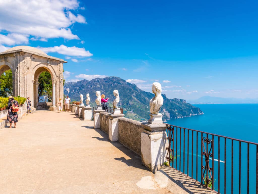 Overlooking view from the terrace of Villa Rufola in Ravello