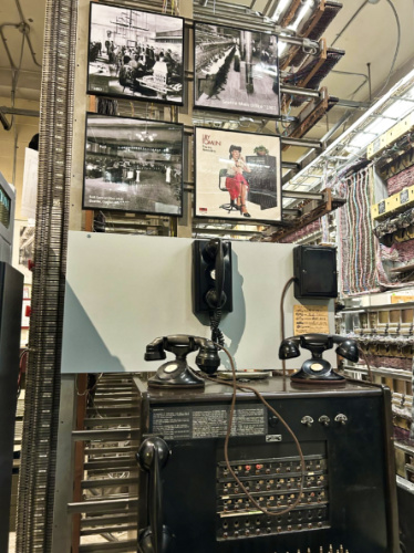 View of the vintage telephones at Connections Museum