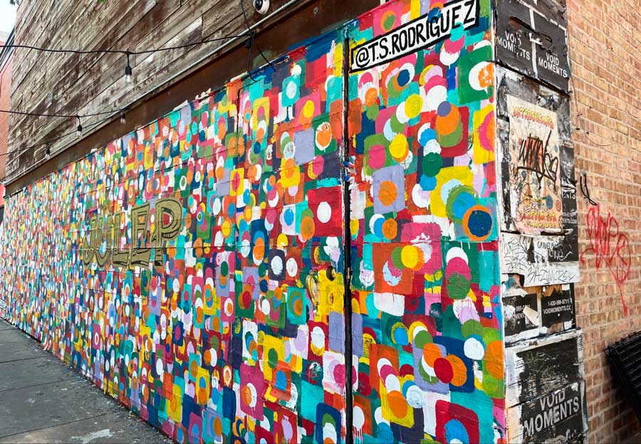 A colorful mural in Violet Hour