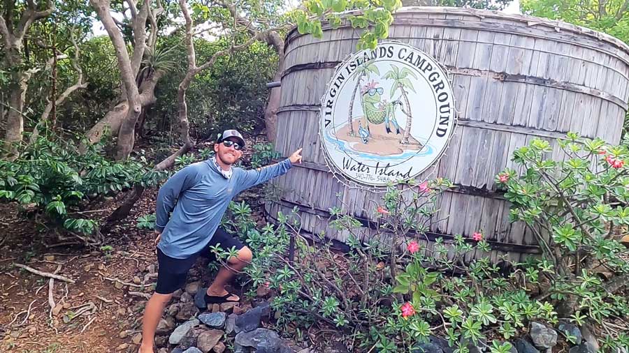 The author pointing the Virgin Islands Campground signage