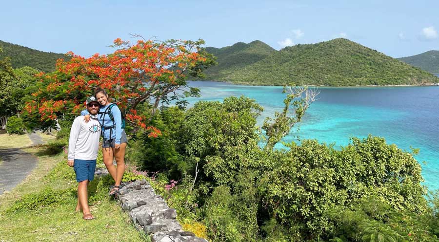 The author and his wife in the scenic view of US Virgin Islands National Park