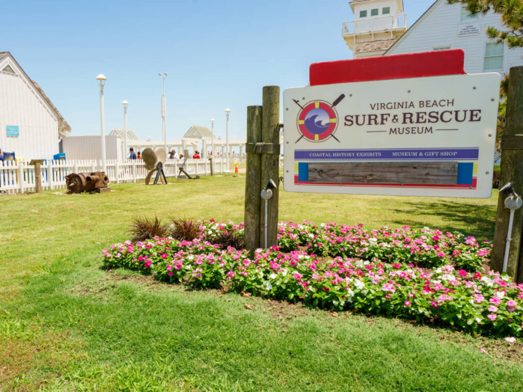 View of the Virginia Beach’s Surf and Rescue Museum sign