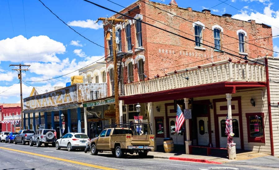 View of the Victorian building on historic Main C street in downtown Virginia City