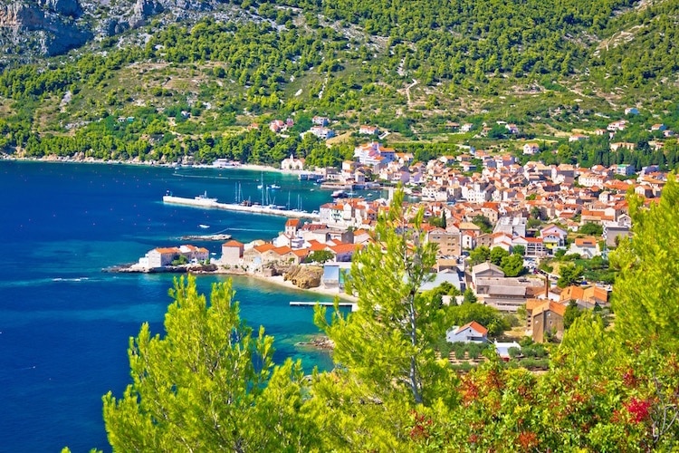 The town of Vis is surrounded by dense forest and the azure Adriatic Sea