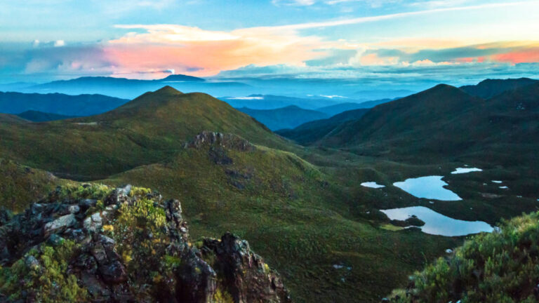 Overlooking view of the Volcan Turrialba, as seen from the summit of Cerro Chirripó at sunrise