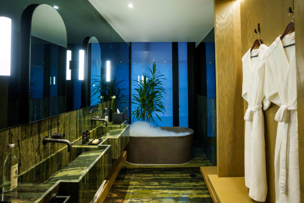 View of a bathroom at Volga hotel in Mexico City