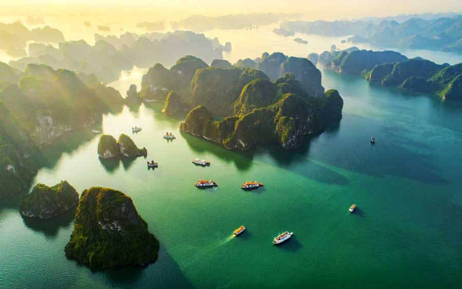 Aerial view of Vung Vieng Fishing Village