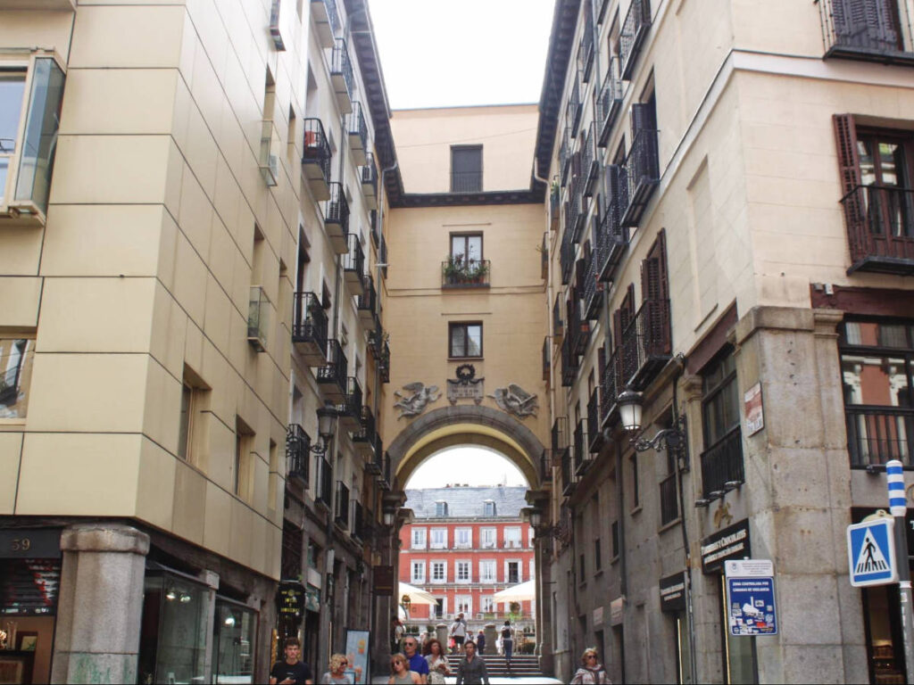 People wandering on a street in Madrid
