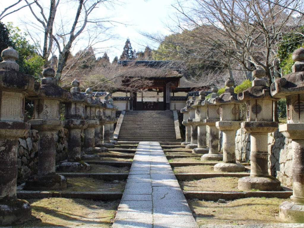 A walkway at Onjo-ji Temple in Otsu