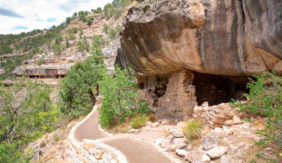 View of dwellings in Walnut Canyon National Monument