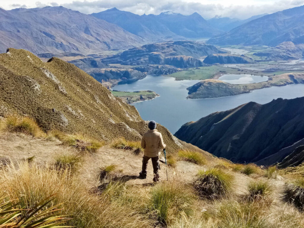 A man admiring the view during a hike near Wanaka