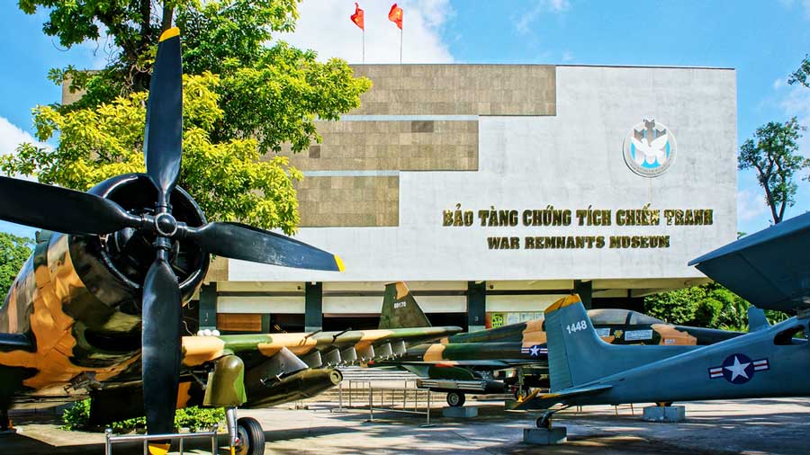 Ancient aircrafts outside the War Remnants Museum
