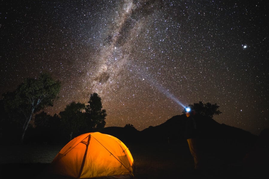 The night sky filled with bright stars over the Warrumbungle Dark Sky Park