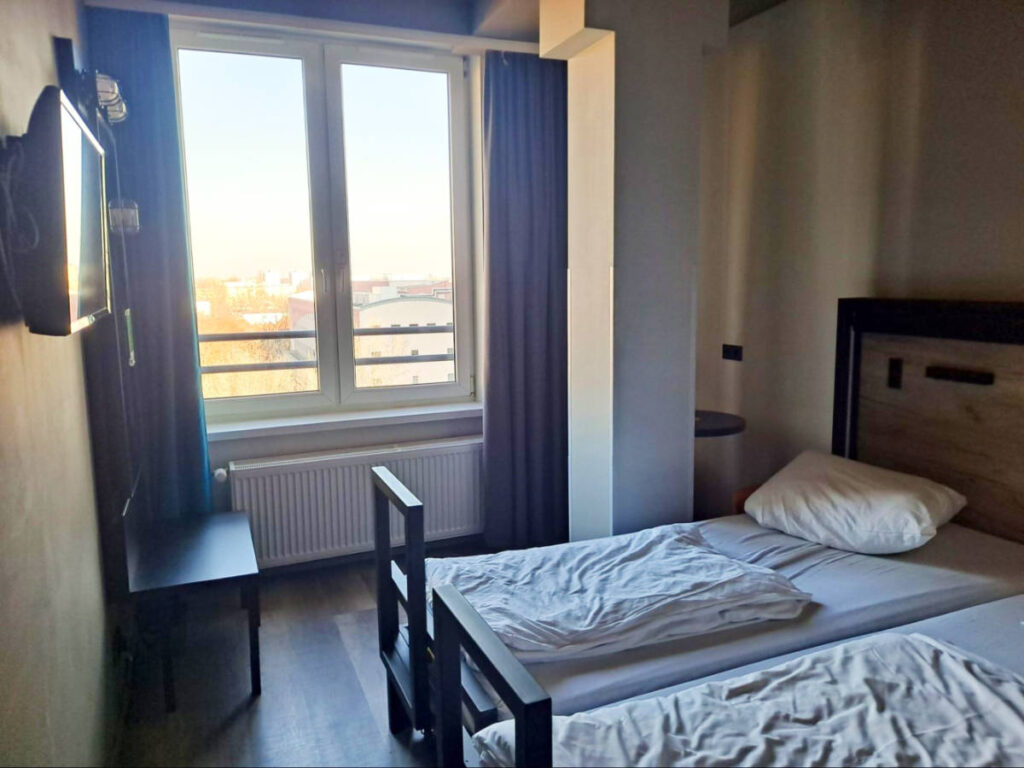 View inside the hotel room in Warsaw