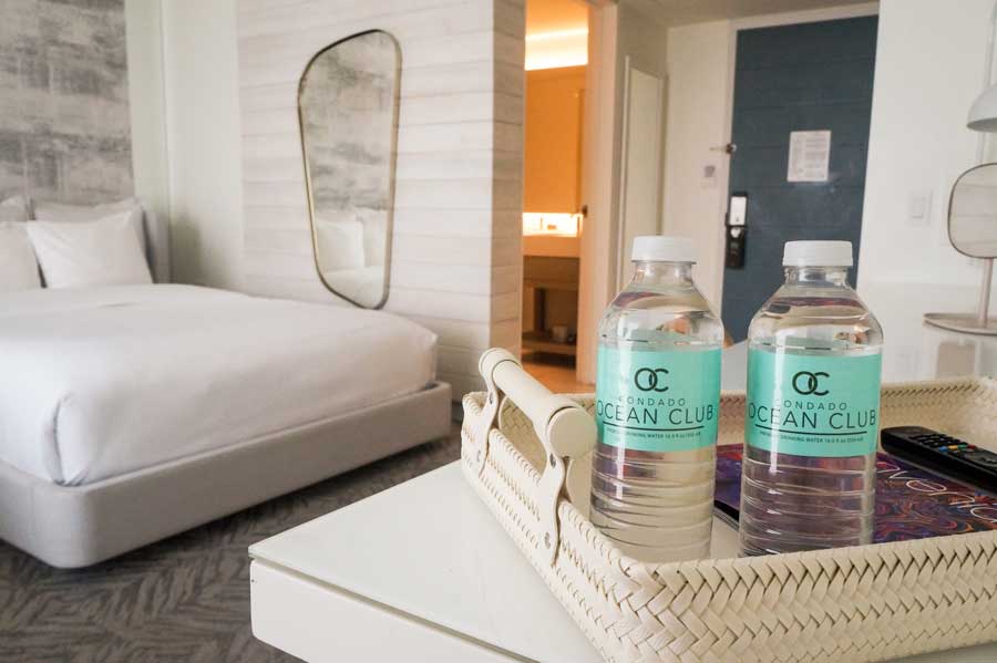 Close up view of a water bottle in Condado Ocean Club