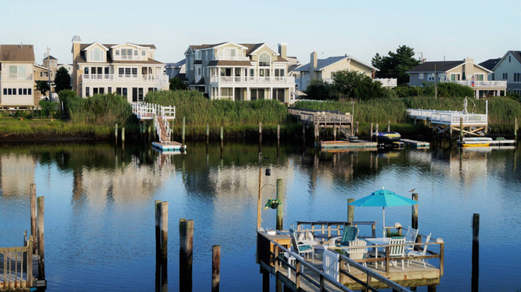 View ay the waterfront homes in Avalon, New Jersey