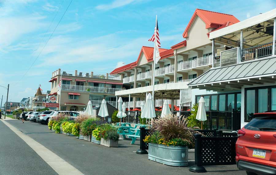 View of waterfront hotel in Cape May