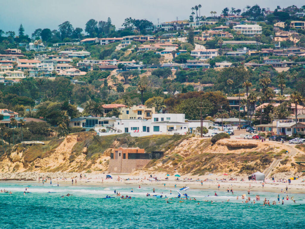 View of waterfront houses in San Diego