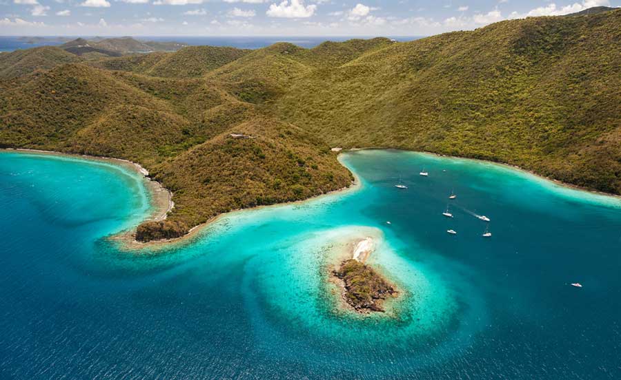 Aerial view of the Waterlemon Cay in St. John