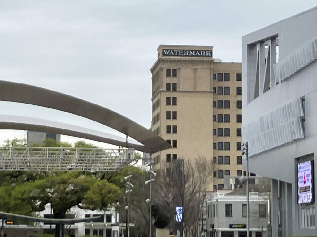 The Watermark Hotel building from afar