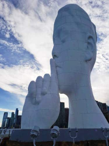View of the Water’s Soul sculpture