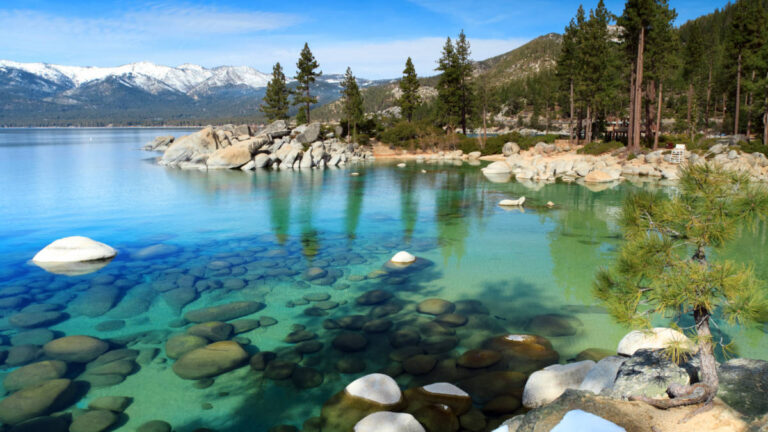 View of the clear water in Lake Tahoe