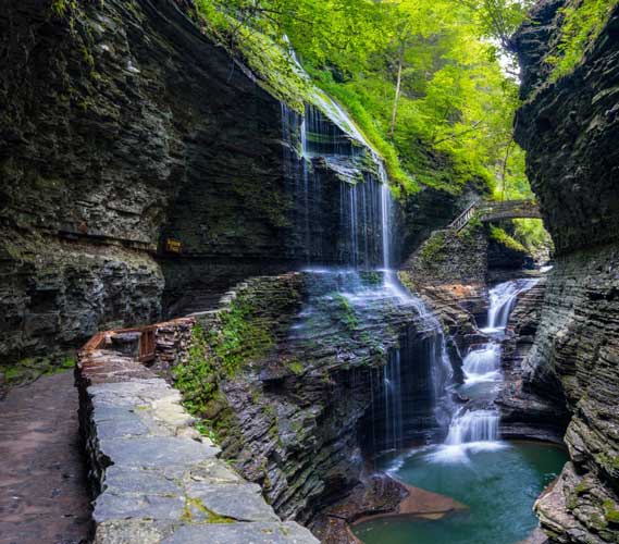 Scenic view from the Rainbow Falls at Watkins Glen State Park
