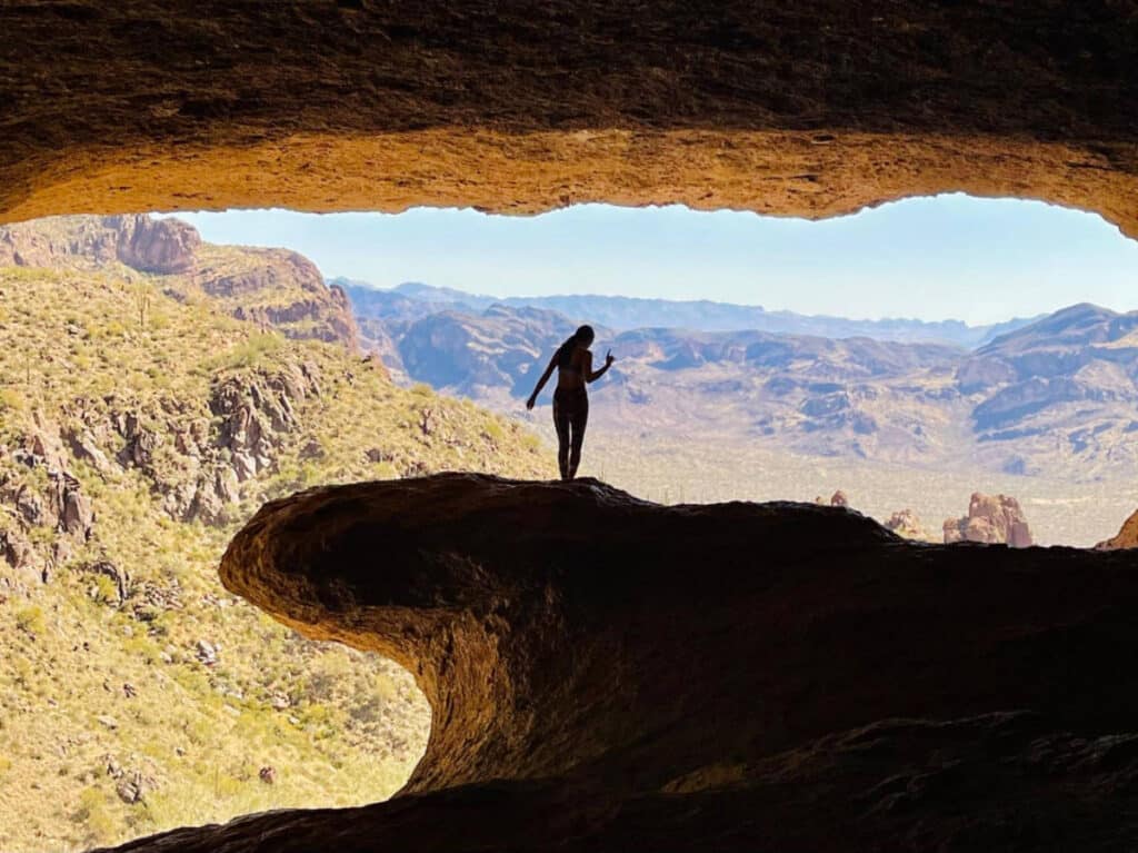View of a woman at the Wave Cave