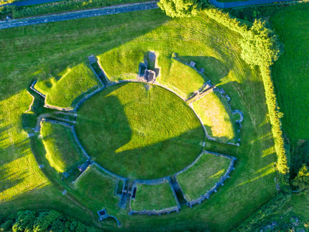 Aerial view of the lush landscape of Caerleon
