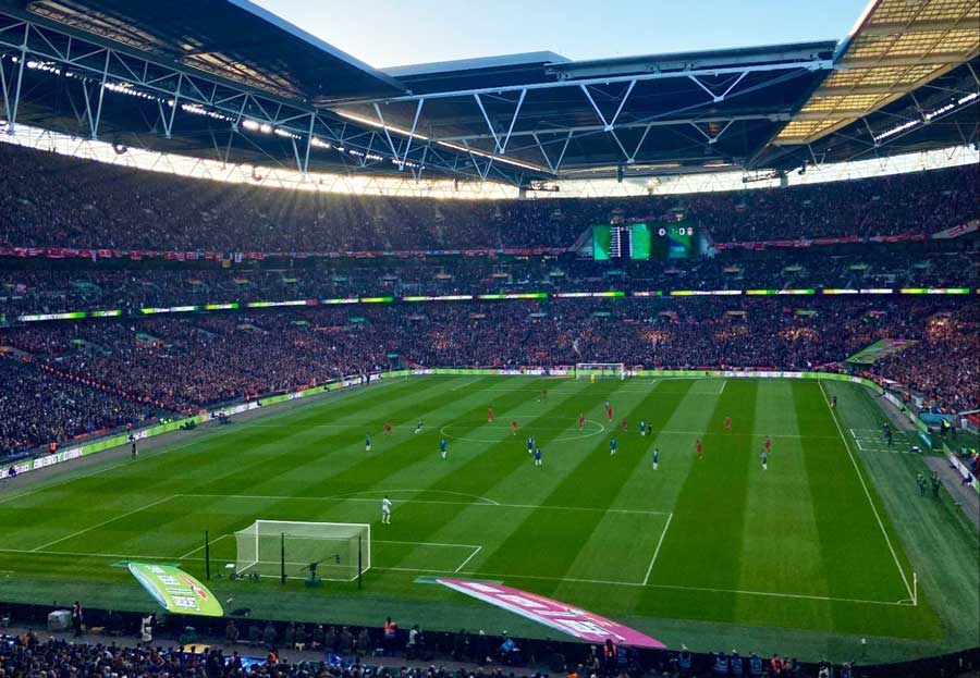 View of crowds during a game in Wembley Stadium