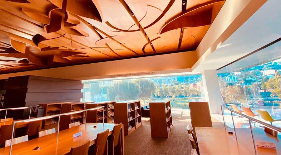 Artistic ceiling inside the West Hollywood Library