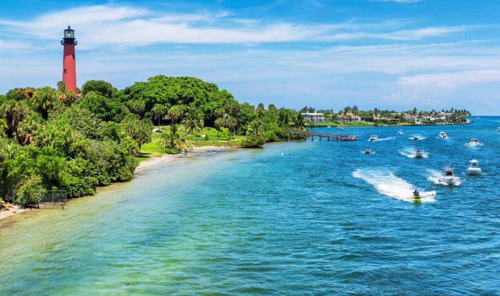 View of the West Palm Beach County and the Jupiter Lighthouse