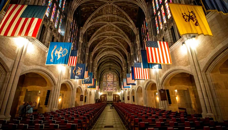 Interior view of the Cadet Chapel at the United States Military Academy