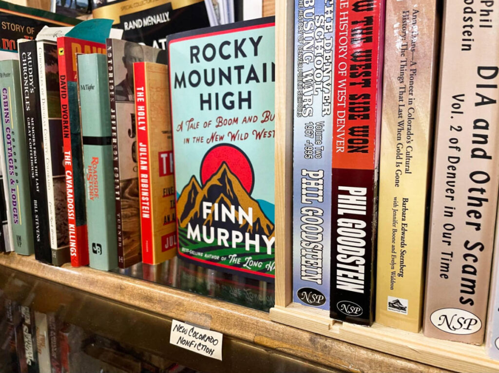 View of the books on the shelves at West Side Books