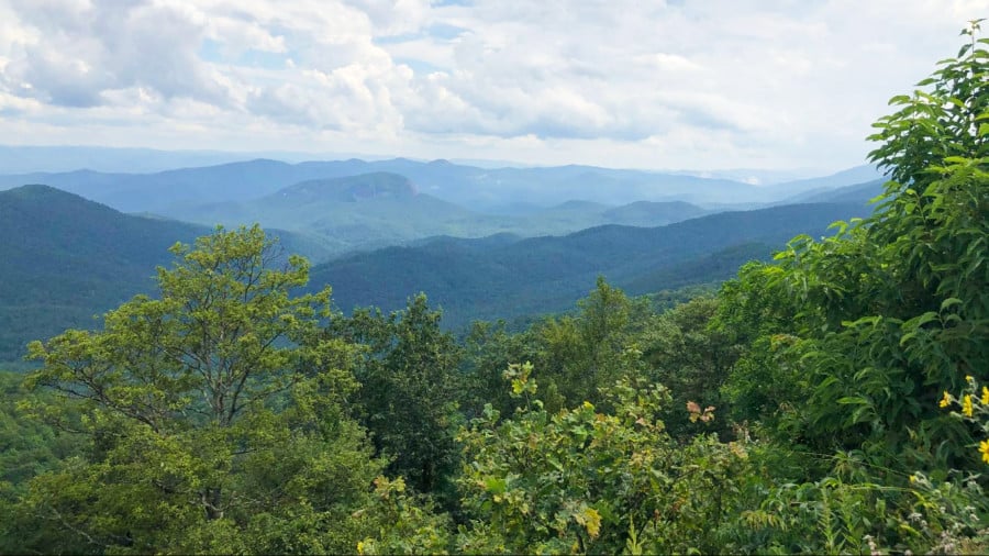 Scenic overlooking view from The Blue Ridge Parkway