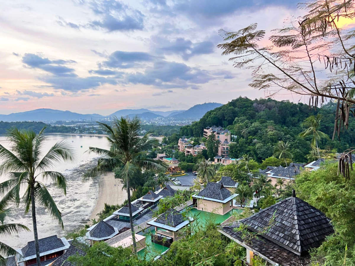 Aerial view of the Westin Siray Bay at sunset