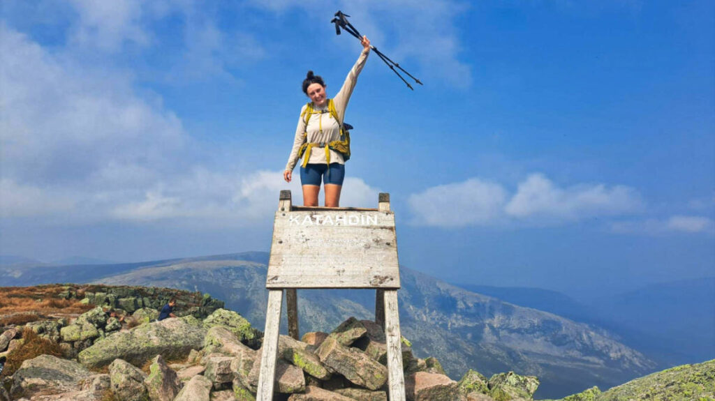 The author Marina, posing for a photo on Mount Katahdin