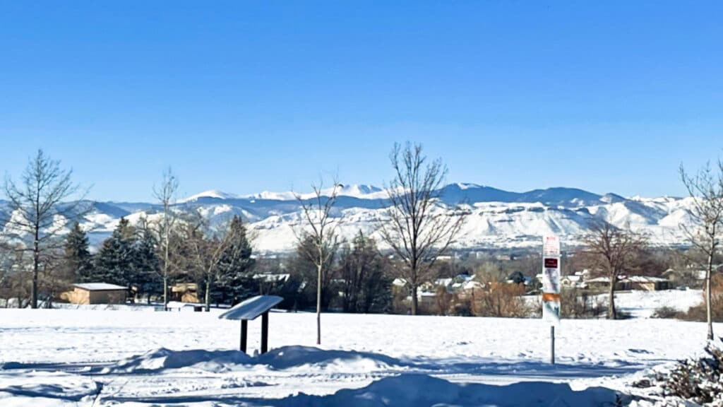 Panoramic view of the Wheat Ridge with mountain views in winter